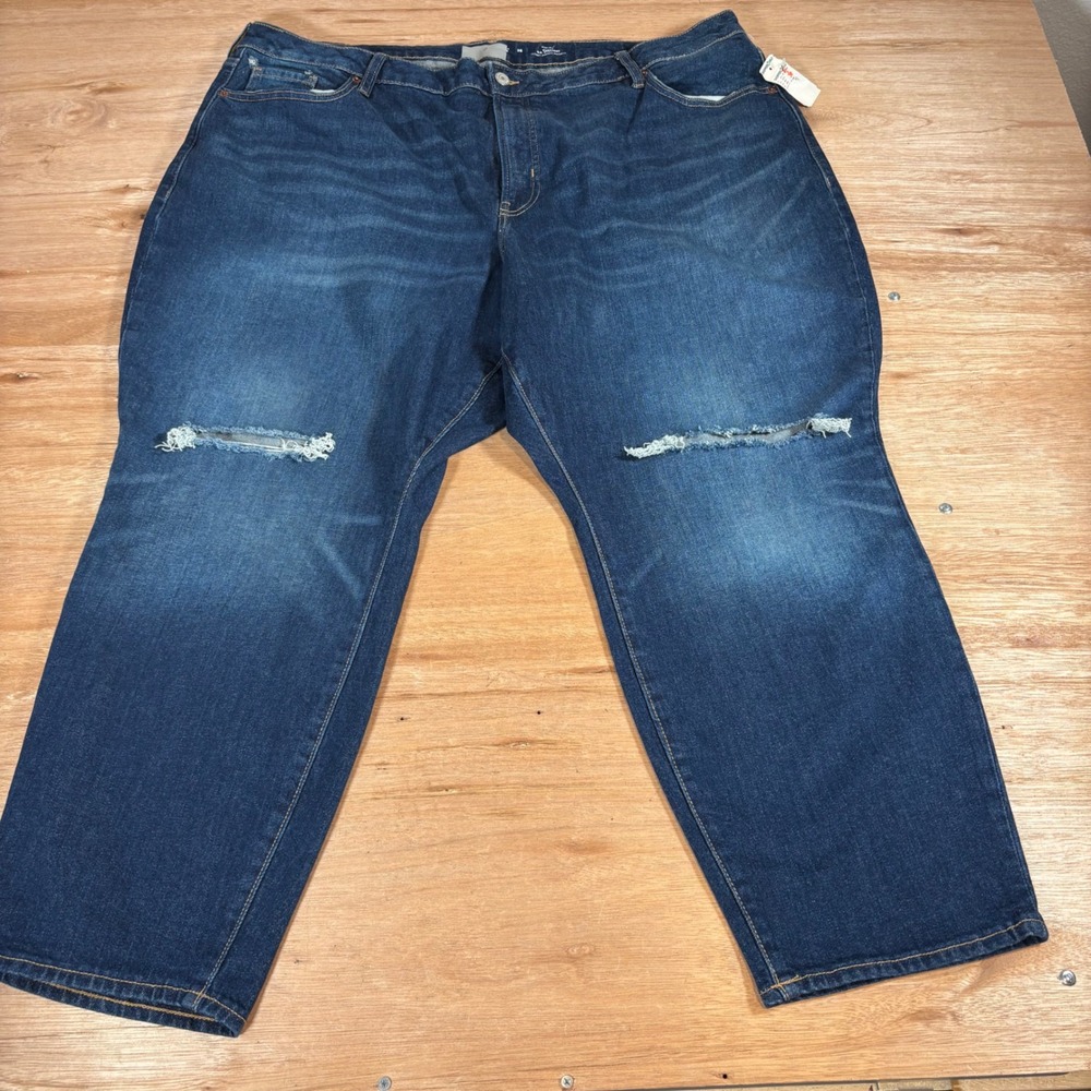 Old Navy High-Rise Curvy OG‎ Straight Distressed Jeans Dark Wash 26 Plus Size